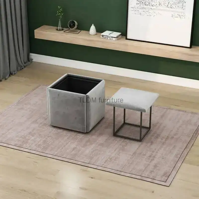 Stool Living Room Small Ottomans Cube Multi Functional Stackable Combination Five In One Square Stool Banqueta Furniture WK