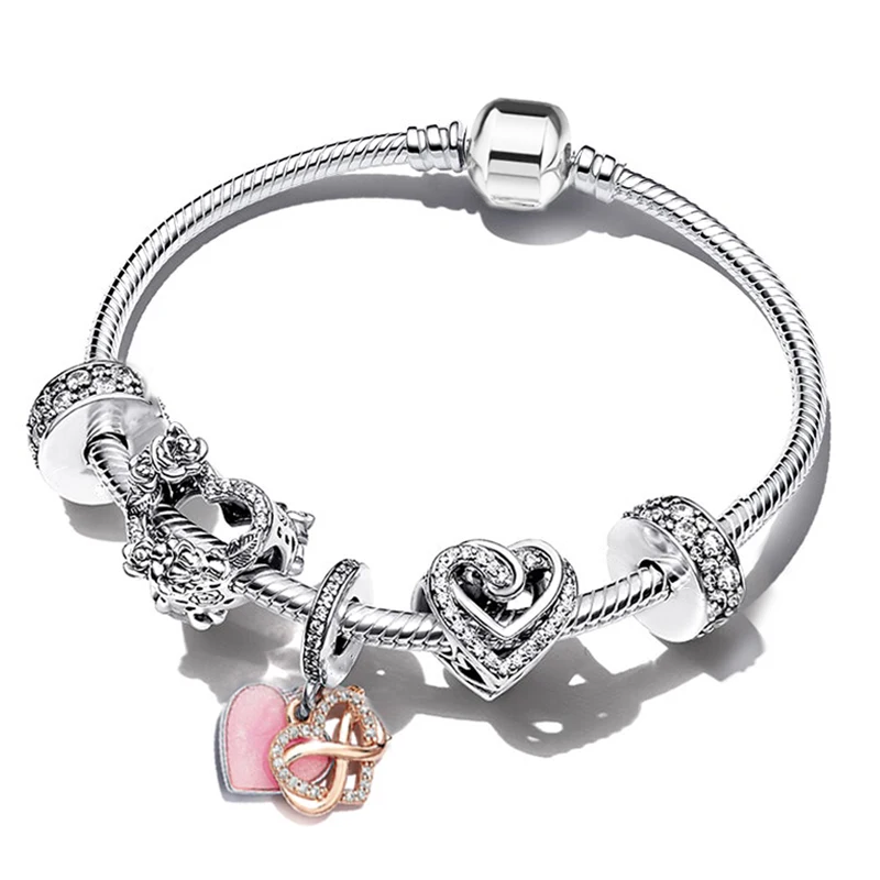 EOVNP Silver Color Charm Bracelets Boy Girls Charm Bracelet For Women Girlfriend 2023 Valentine's Day Jewelry Gift Pulsera Mujer