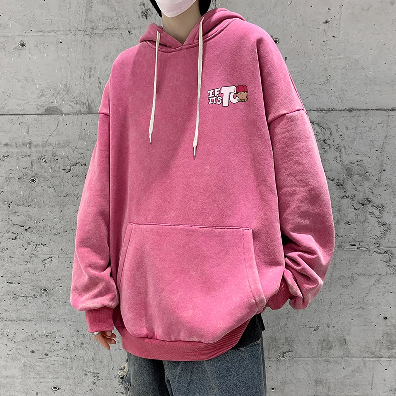 Y2k New Oversized Pink Letter Anime Hoodie Print Sweater High Street Grunge Sweatshirts Harajuku Goth Streetwear Women Clothing