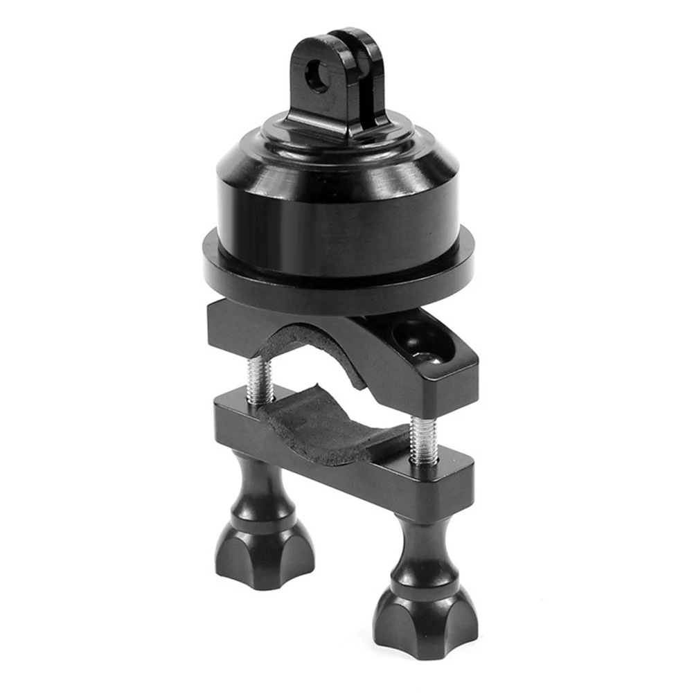 

360 Degree Camera Stand Bike Mount Aluminum Alloy Handlebar Black Motorcycle Durable Lightweight Compatible