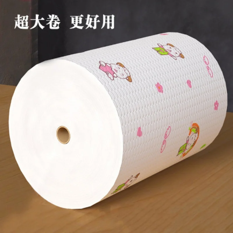 Disposable large roll lazy rag, dry and wet dishwashing cloth, thickened non-woven fabric, kitchen paper, household chores