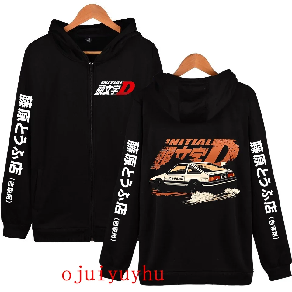 Initial D Korean Style Zippper Jackets Sweatshirts AE86 Zip Up Hoodies Anime Gothic Y2k Pullovers Mange Vintage Streetwear