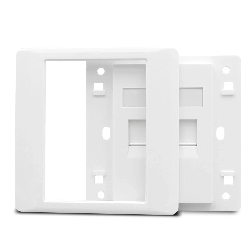 White Color Wall Cover Cat 6 Type 2 Ports RJ45 LAN Wall Outlet Face Panel Compatible For TP Link Xiaomi Router