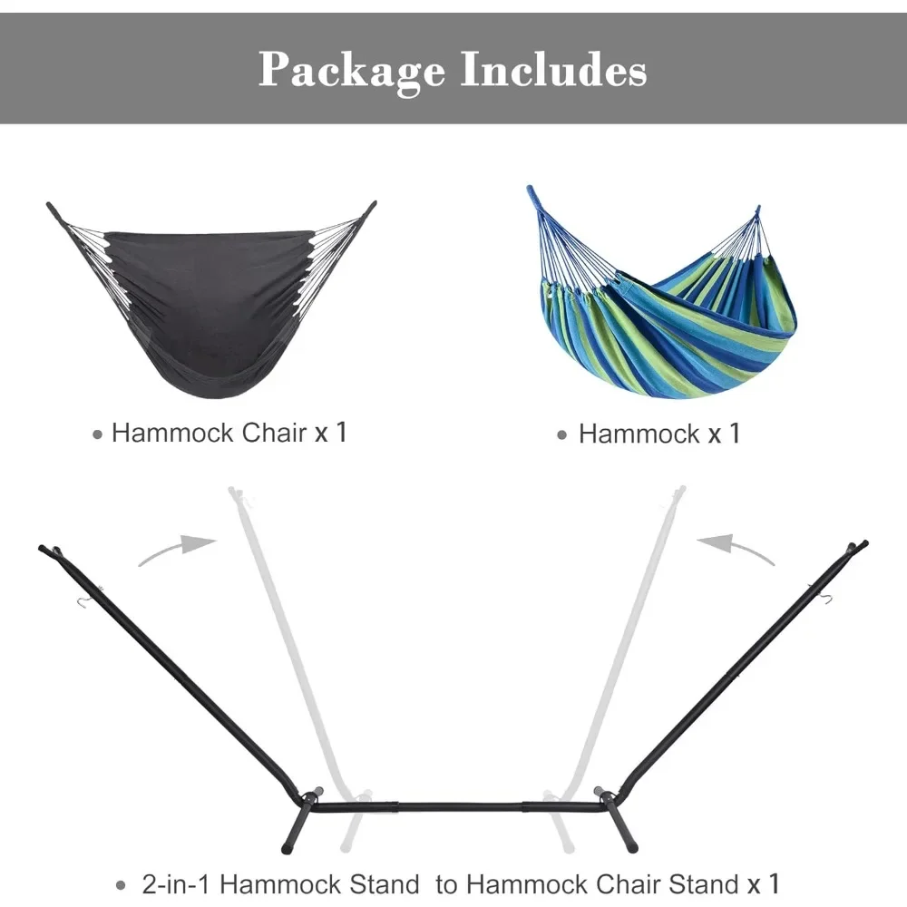 2-in-1 Convertible Swing Chair with Stand Included, Outdoor Hammocks for Outside, Patent Pending