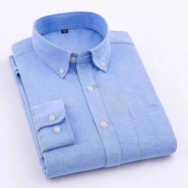 

Мужская летняя одежда из ткани Ox Cloth Long Sve irt, повседневная свободная рабочая одежда, классическая повседневная верхняя одежда цвета Busin