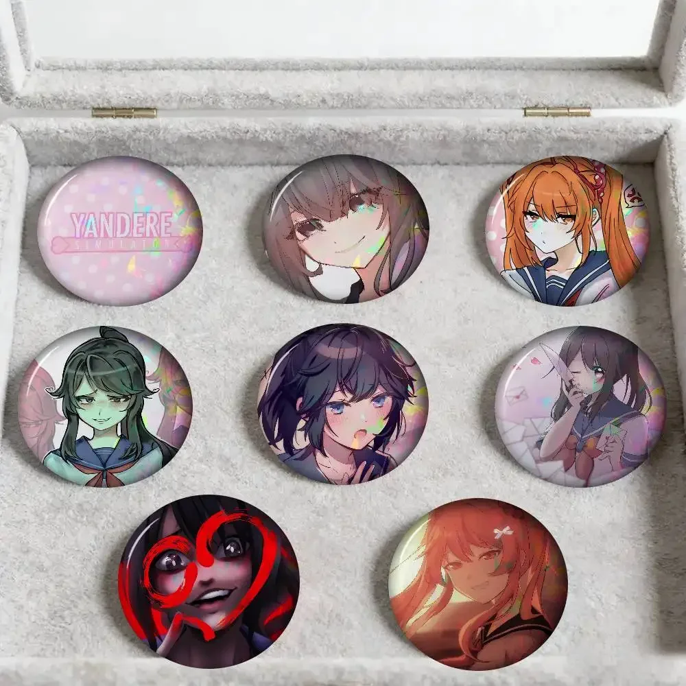 Anime Yandere Game Simulator Anime Button Pin Handgefertigte Brosche für Kleidung Cartoon-Abzeichen Rucksack-Dekoration Schmuck-Accessoires