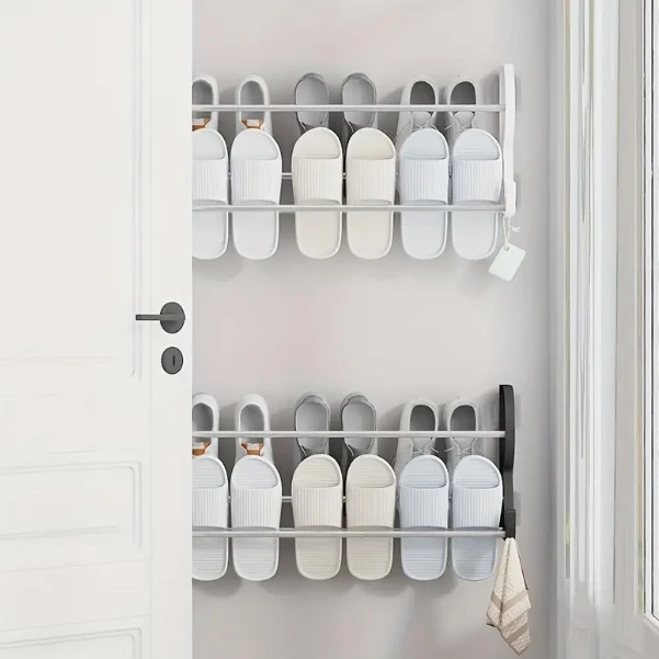 Nail Free And Hole Free Door Back Shoe Rack Bathroom Slipper Rack Simple Multi-Layer Assembly Wall Bedroom Mounted Storage Rack