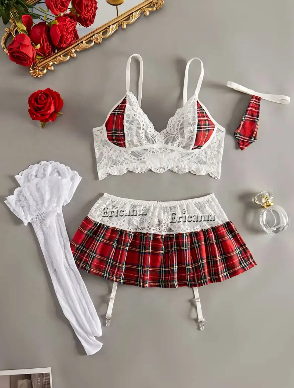 Hot Cosplay Sexy Uniform Open Bra Fantasy Miniskirt Nightwear Garter Bra Sets Sexy Costumes Clothes Women's Outfit Lingеrie Set