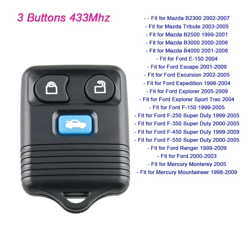 2/3 Buttons Vehicle Remote Key Fob Fit for Ford Transit MK6 / Connect  2000-2006   Program Details