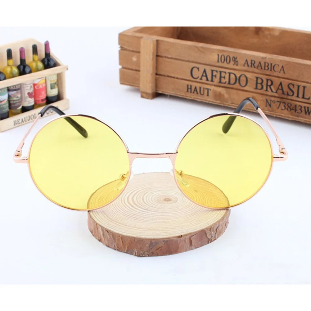 

2Pcs Retro Round Sunglasses Oversized Plastic Frame Yellow Silver Color Uv400 Protection Outdoor Glasses Round Glasses