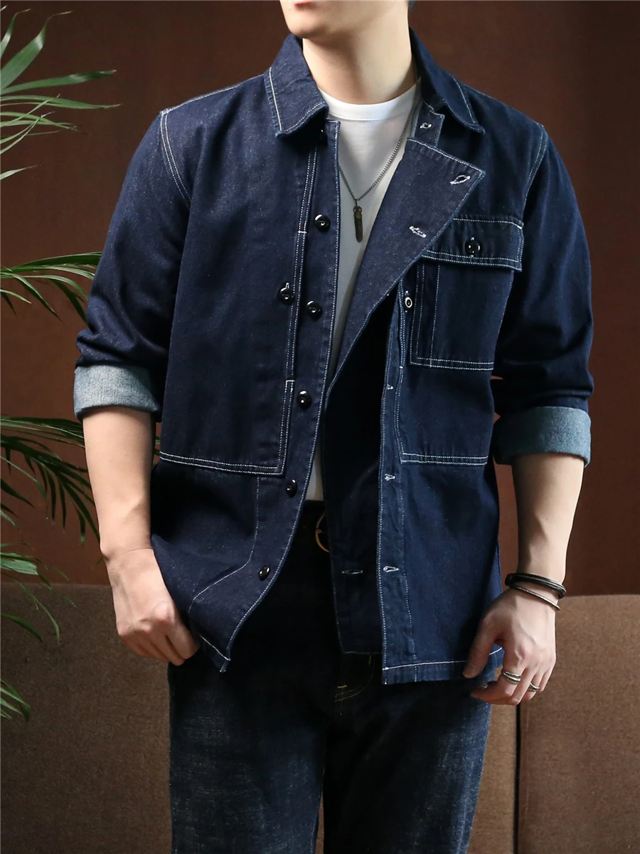 

Heavyweight Military Sle P44 Navy De irt Jaet Original Jeans American Retro Workwear Jaet for Men Spring Autumn