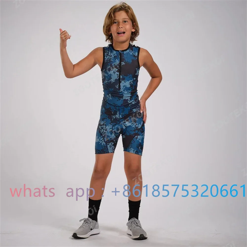 

Zootekoi Boys Girls Universal Triathlon Sleeveless Jumpsuit Cycling Wear Kids Bicycle MTB Race Clothing Kids Cushion Skinsuit