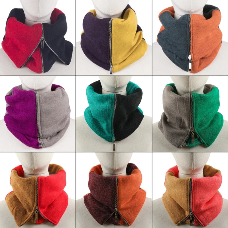 Fleece Neck Warmer Double-layer Neck Gaiter Cycling Neck Headwear With Zipper New Dropship