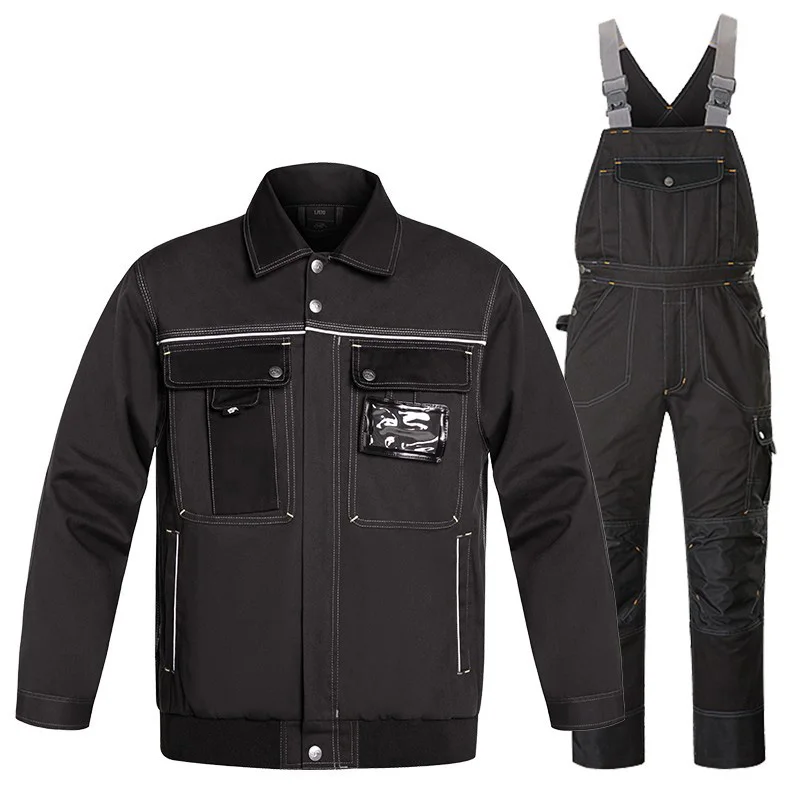 Work Suit for Men Car Repair Thickened Work Jacket Reflector and Overalls for Worker Wear Repairman Clothing Workshop Clothes