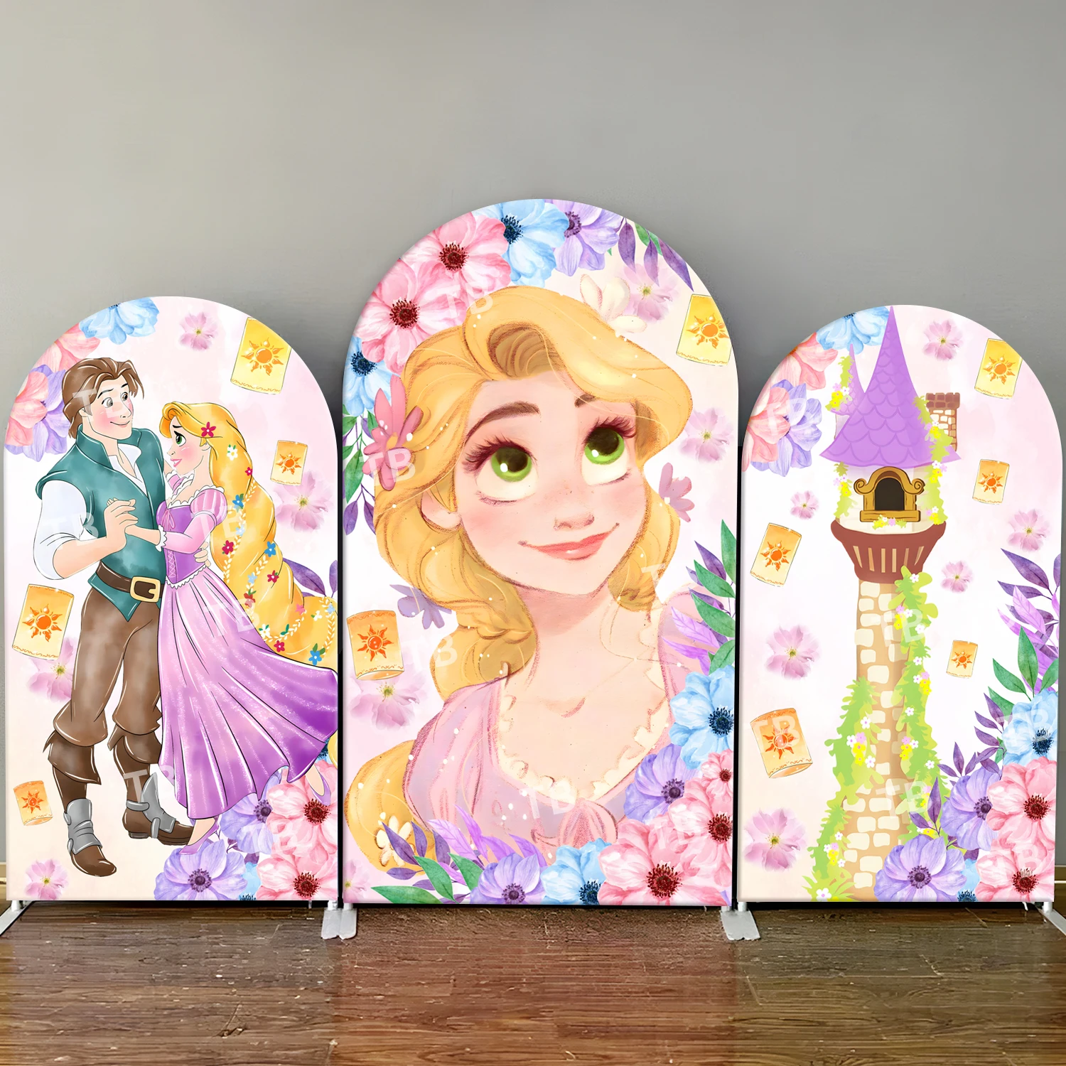 

Rapunzel Arch Backdrop Cover Disney Princess Tangled Theme Girls Birthday Party Background Wall Decortion Props Elastic Fabric