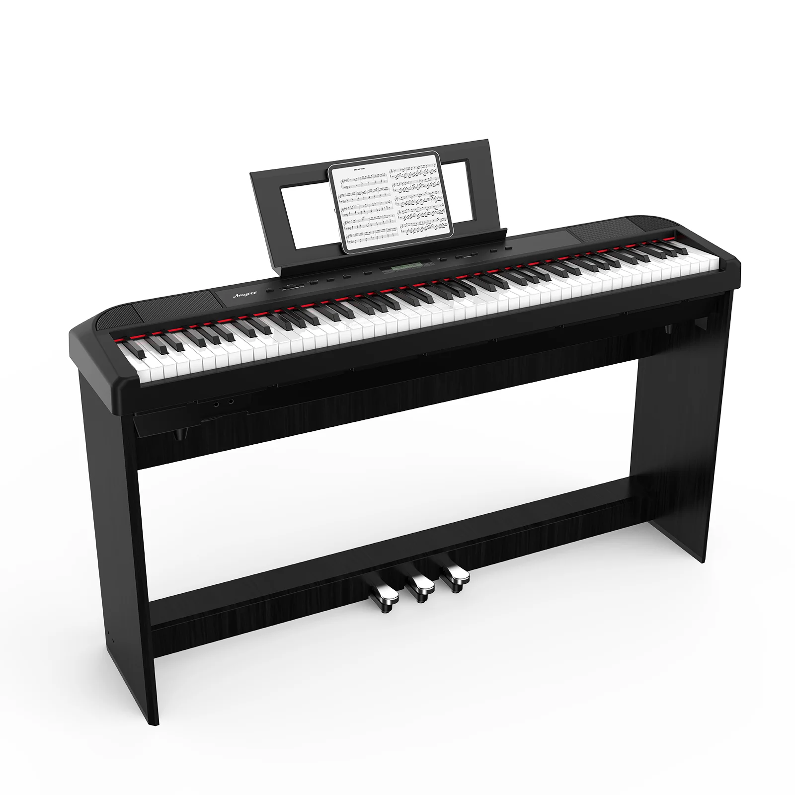 88-Key Digital Piano Weighted Action- Black Wooden Stand, Three Pedal Unit, 200 Sounds 238 Rhythms100 Songs,Wooden 88 Key