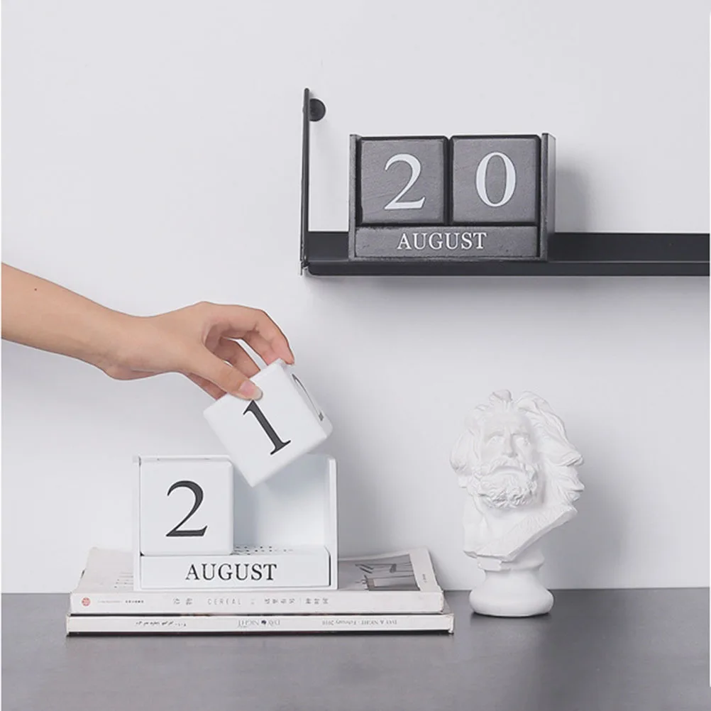 ديكور سطح المكتب تقويم يدوي خشبي لمكتب المنزل مكتب الخشب التقويم الطبيعي الجدول زخرفة لهجة دافئة