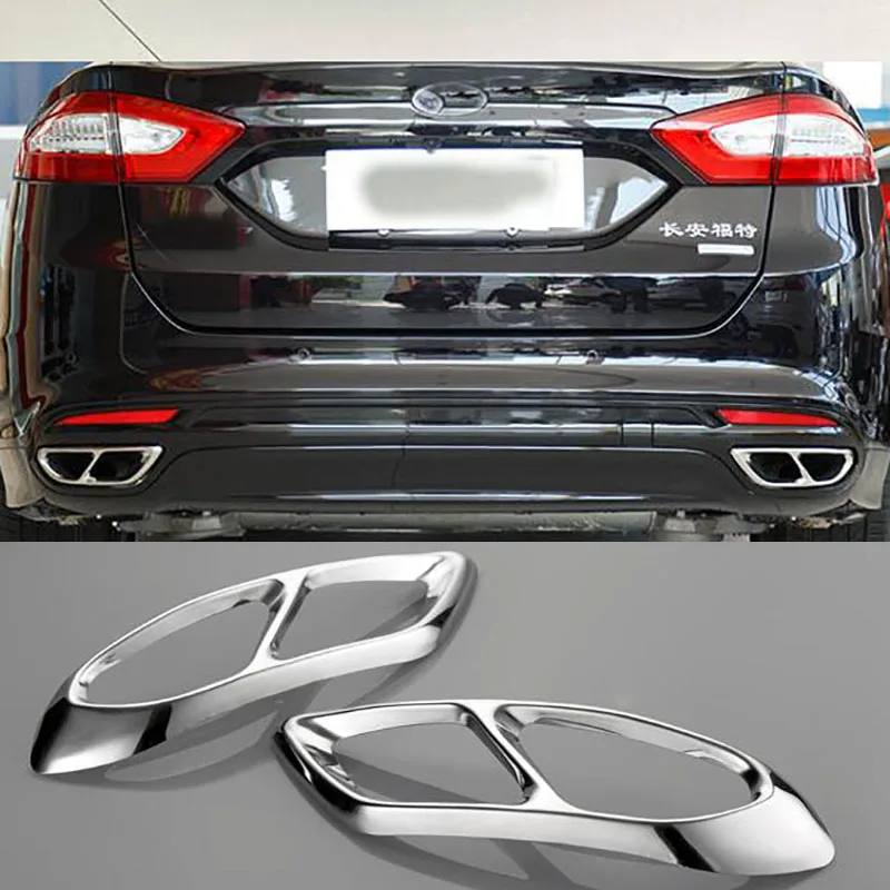 

For Ford Mondeo/Fusion Sedan 2013-2019 Car Rear Dual Exhaust Muffler End Pipe Stickers Cover Trims Accessories Stainless Steel