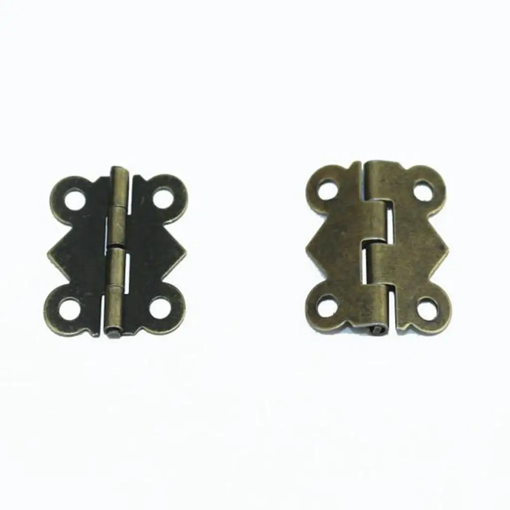 20Pcs Retro Butterfly Door Butt Hinge Heavy Duty Fixed Pin Polished 16*20mm