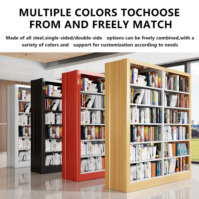 custom.Modern Steel Corner Bookcase with Adjustable Shelves Space-Efficient Design School Home Office Durable Powder Coated