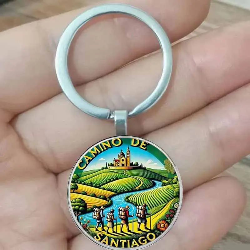 Llavero redondo de aleación de zinc, regalo de aniversario y vacaciones para montañero, perfecto para realizar viajes