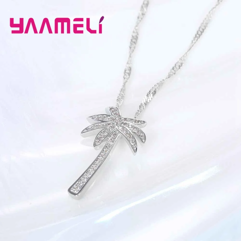 Genuine 925 Sterling Silver New Promotion Engagement Jewelry CZ Necklaces Pendants Tree Shape Russia Style Choker