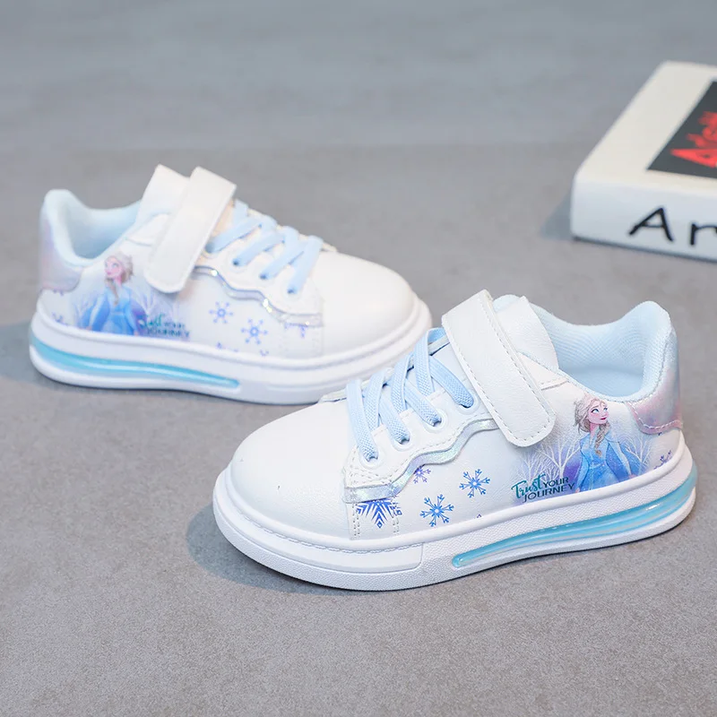 Urocze buty Kawaii Elsa Księżniczka PU Skórzane Sneakersy Śliczne Kreskówkowe Buty Codzienne dla Dziewczynek Halloween Anime Cosplay