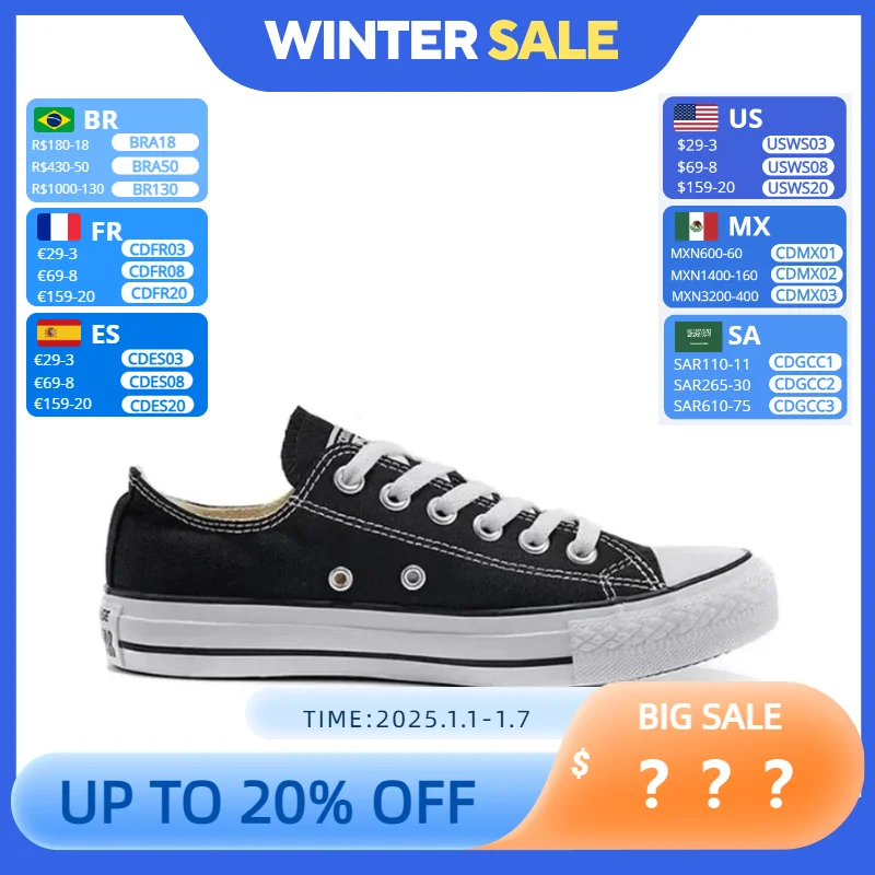 Converse Chuck Taylor All Star Men and Women Skateboarding Shoes Low-top Outdoor Breathable Lightweight Vintage Sneaker