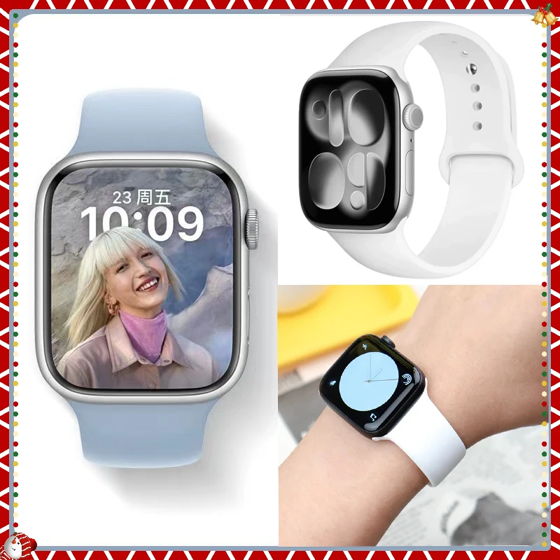 

Silicone Band For Apple Watch strap 46mm 44mm 45mm 40mm 41mm 42-38mm 49mm sport bracelet iwatch series 11 10 9 8 7 6 5 SE Ultra3