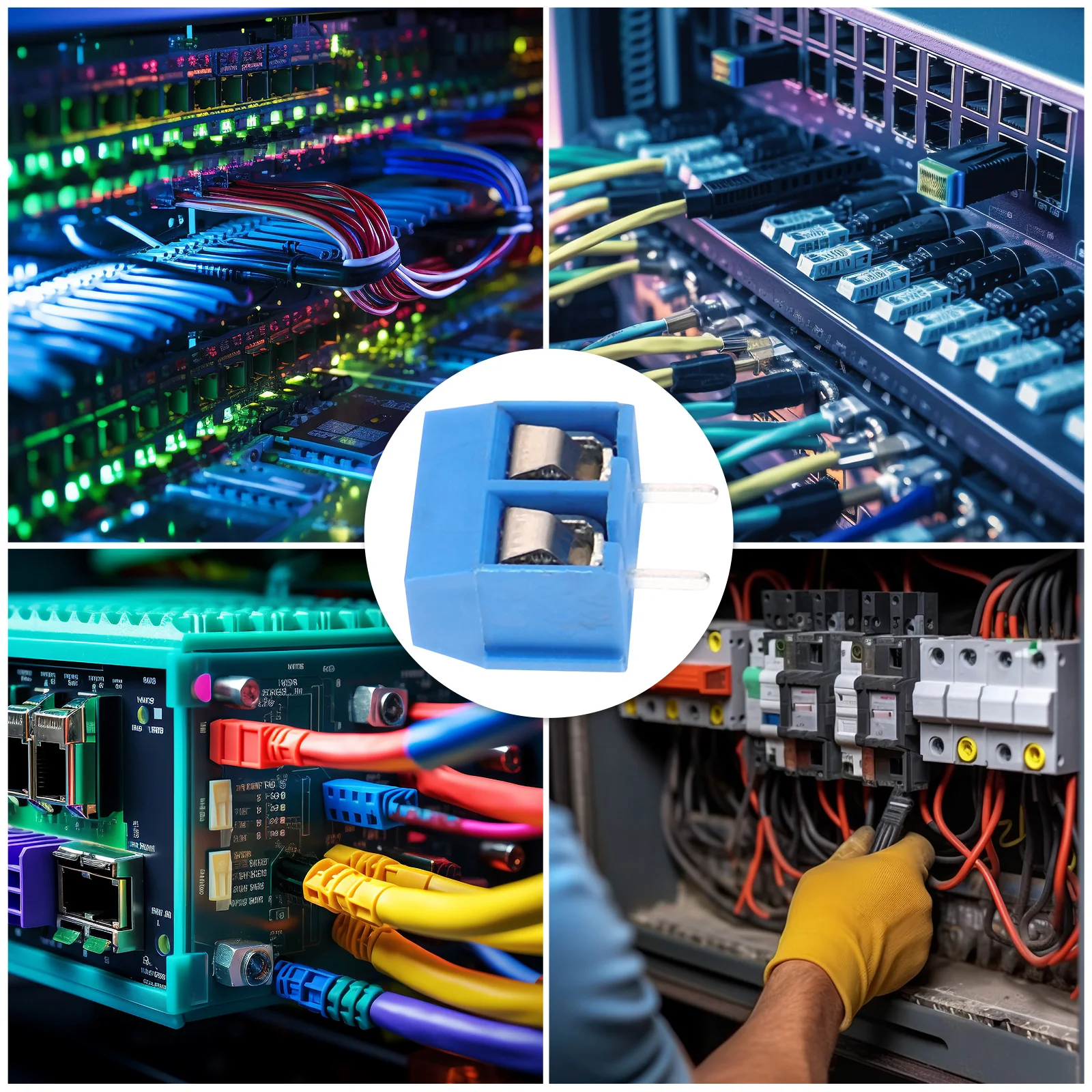 

100pcs Screw Terminal Blocks 5.08mm Blue Straight Pin 2P Electrical Accessories PCB Connector Insulating Wire Terminal
