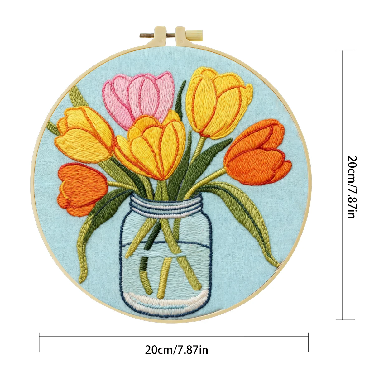 1 Stück 20X20CM/15X15CM 7,87/6,3 Zoll Blumen-Stickerei-Starter-Kit DIY-Kit DIY-Stickerei-Set Handarbeiten Nähkunst – Detail 4