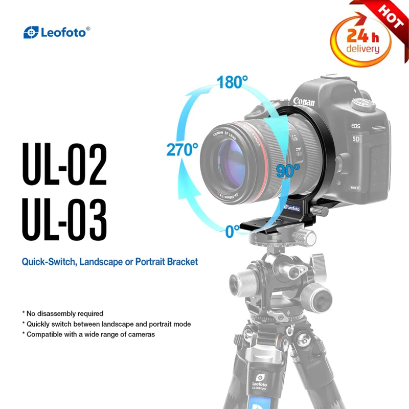 

Leofoto Arca Rotatable Horizontal-To-Vertical Mount Plate Kit for Sony A7S III/ZVE10 Canon R5R6 Nikon D700 Fuji XT4 UL-02 UL-03