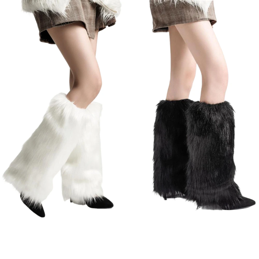 

Soft Warm Furry Leg Covers Winter Fashion Ensembles Punk Thick Fuzzy Leg Warmers