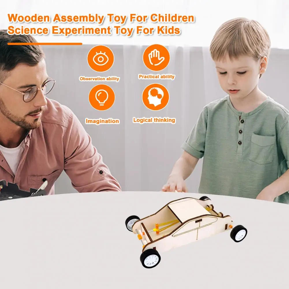 Educational Toy for Elementary Students Diy Double Power Rubber Band Car Science Toy Kit for Primary School Students Hands-on