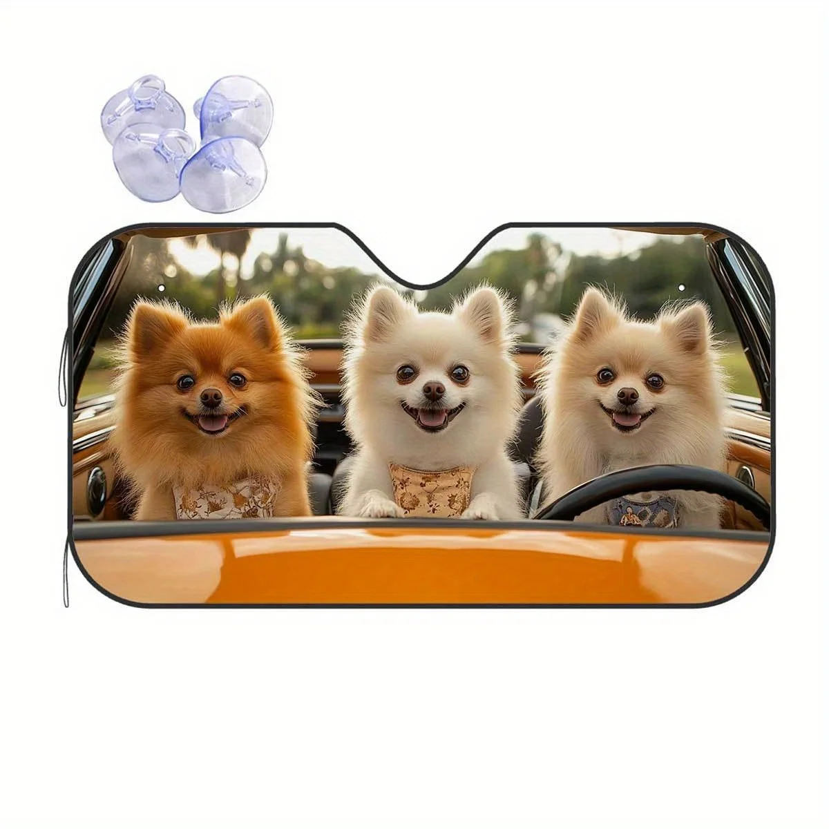 

1 шт. автомобильный солнцезащитный козырек с милыми померанскими собаками - защита от ультрафиолетовых лучей, простой в использовании, сохраняет прохладу автомобиля, идеально подходит для горячей погоды,