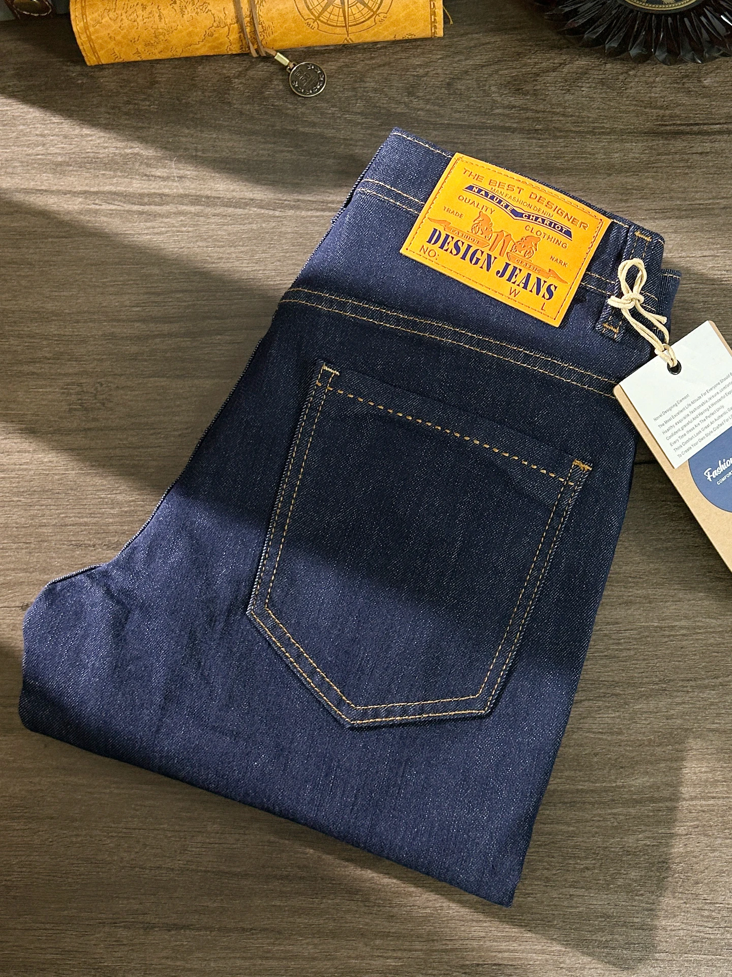 

Высококачественные мужские синие джинсы лето 2025: приталенные, повседневные, прямого кроя, с эластичным поясом, из смесового хлопка и полиэстера, износостойкие