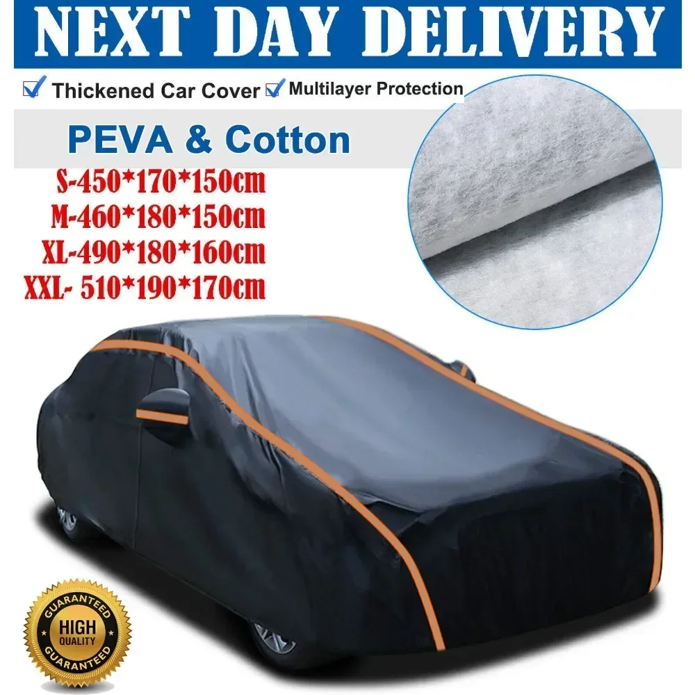 Waterproof 6 Layer Car Cover Heavy Duty Cotton Lined UV Protection - S M XL XXL