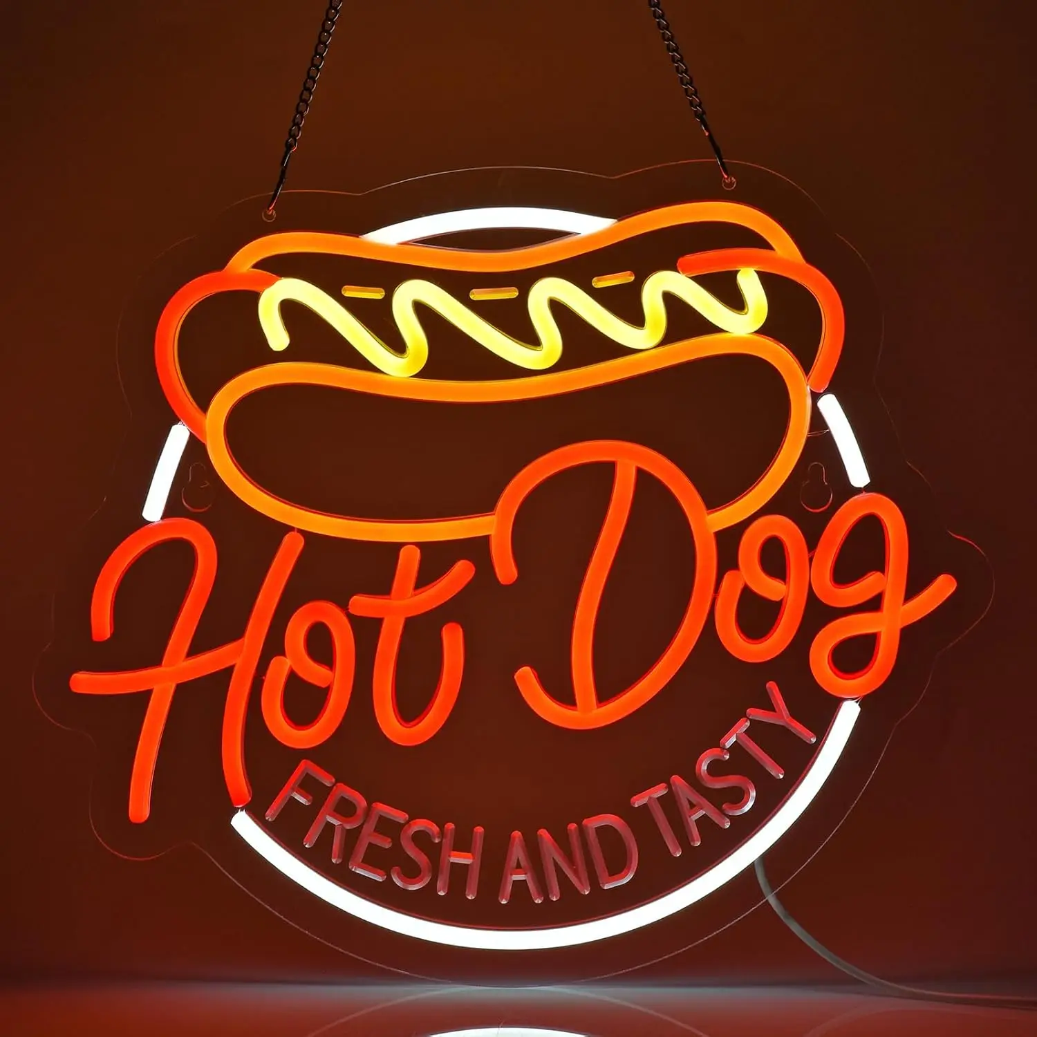 Enseigne au néon LED Hot Dog, décoration murale, magasin de restauration rapide, décoration de chambre, enseigne de confrontation à intensité variable pour restaurant, enseigne d'art de salon