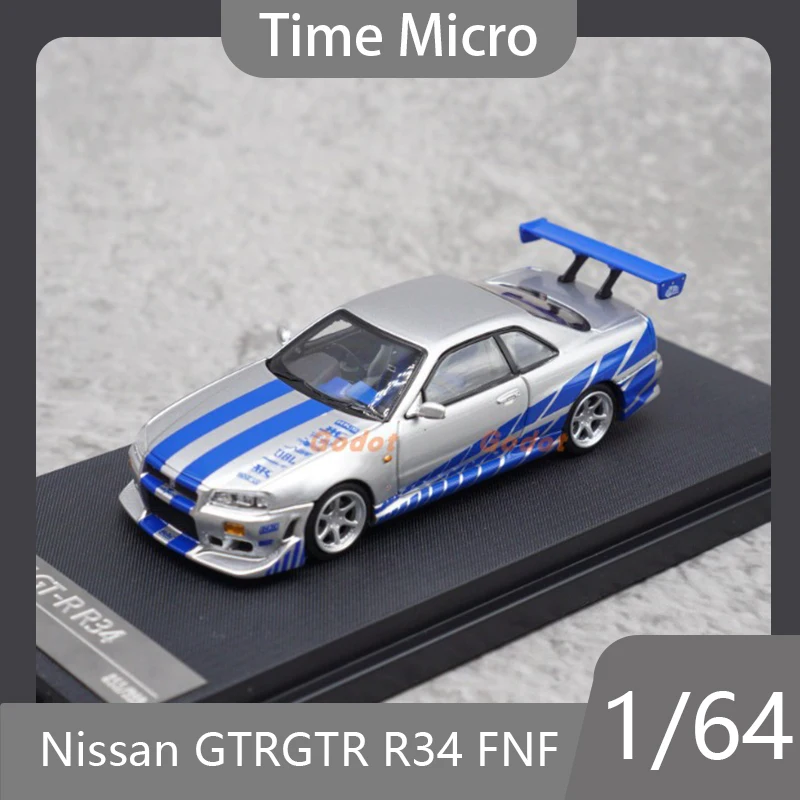 

Модель автомобиля Nissan GTR R34 FNF Speed Exciting Silver Blue из сплава, масштаб 1:64, коллекционная, подарочная, сувенирная.