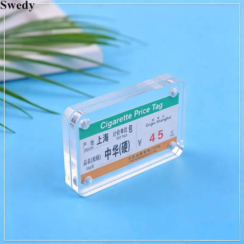 15 Pieces 4x6cm Clear Acrylic Magnetic Price Tag Holder Desktop Label Stand Supermarket Price Tag & Business Card Display Frame