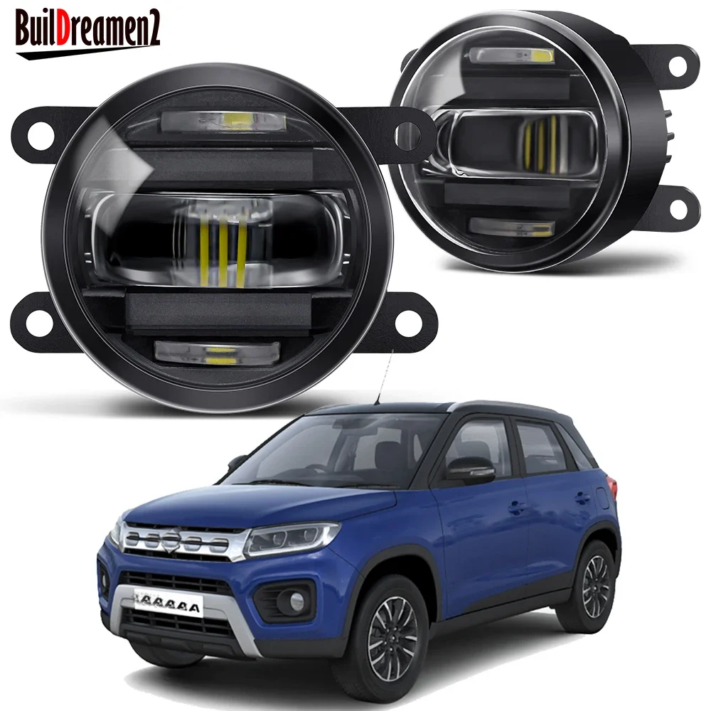 

2IN1 LED Fog Light Assembly DRL For Suzuki Vitara Brezza 2016-2022 30W 4000LM Aluminum Car Front Bumper Fog Daytime Running Lamp