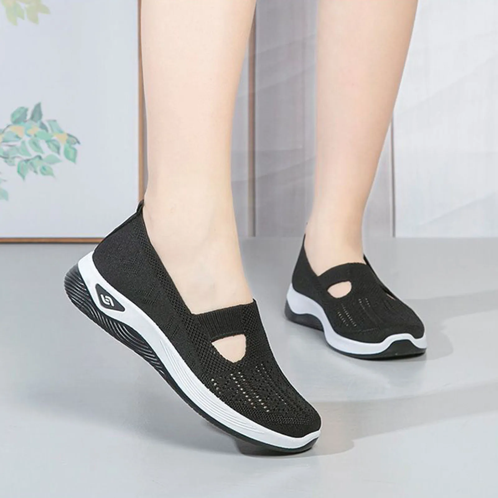 Non-Slip Soft-Soled malha andando sapatos para mulheres, adequado para acampar, caminhada interior