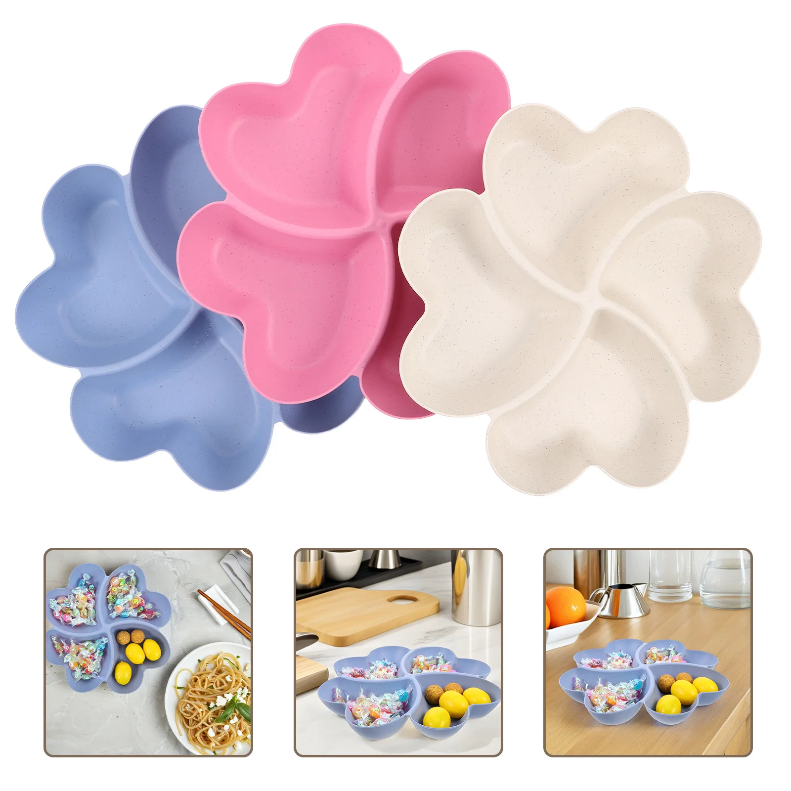

3Pcs Sectional Food Platter Material Multiple Compartments Ideal Any Occasion Fruits Nuts Candy Snacks
