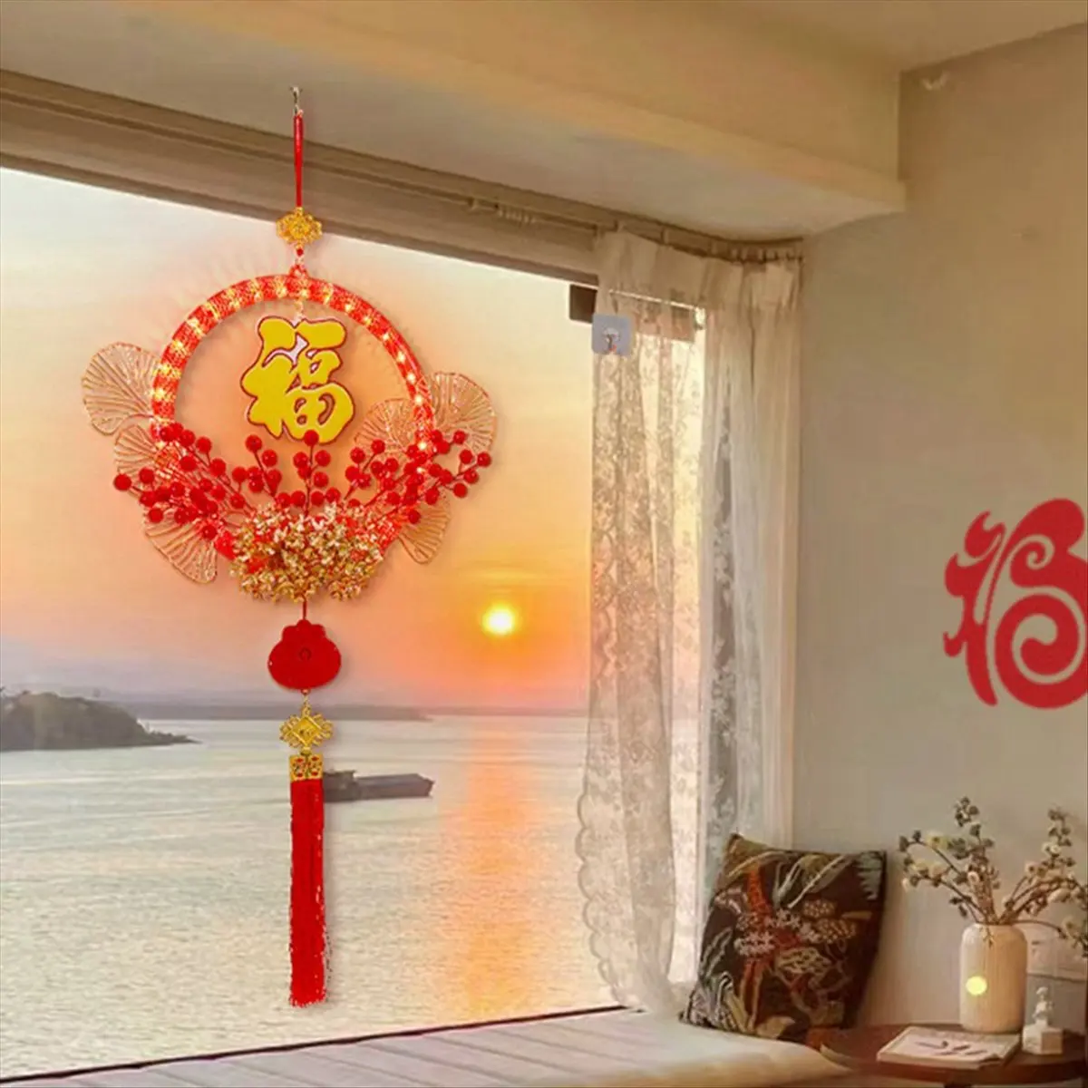 MYdaY- الصينية القمرية سعيدة السنة الجديدة متوهجة أضواء غامضة متوهجة إكليل مجموعة المواد أضواء ملونة المحيطة قطع معلقة، S B #5