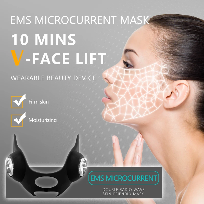 V Shaped Slimming Face Mask EMS Microcurrent Facial Massager Device Face Slimmer Chin Line Lifting Tightening Skin Instrument