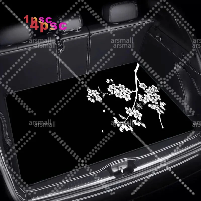 1pc Car Trunk Mat, Measuring 75X100, Made From Durable Material, Featuring A Cherry Blossom Design, Ideal For Organizing Car Int