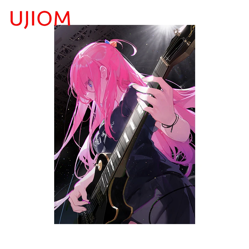 UJIOM 13cm X 9.2cm Guitar Girls Personality Wall Sticker Creative Amusing Bedroom Wallpapers Decals Eye-catching Home Decoration