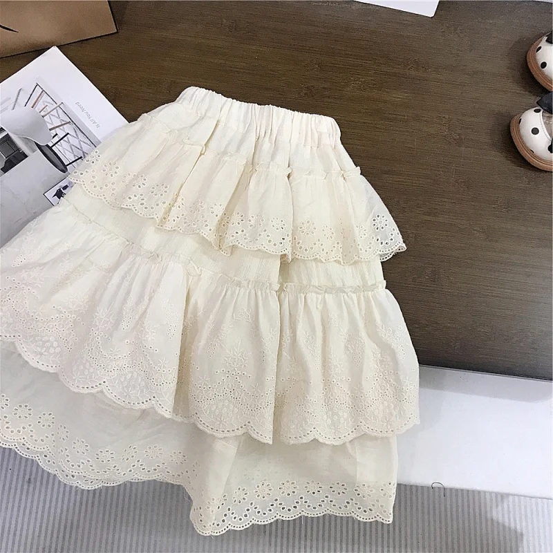 Girls' Children's Set Spring New Palace Style Shirt Lace Skirt Two-Piece Set for Young Girls
