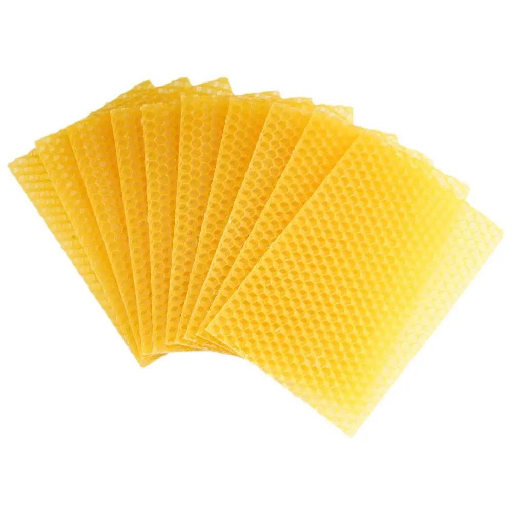 10Pcs Beeswax Sheets Candle Making Craft DIY Kits Honey Candles Maker Full Bees Wax Honeycom Beekeeping Foundation Sheets