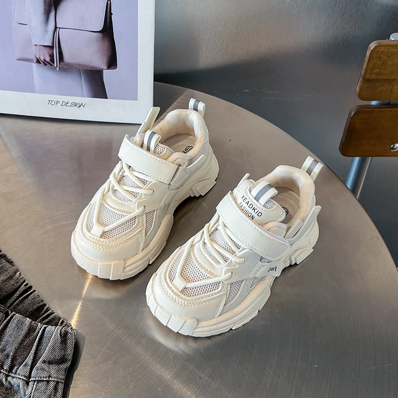 Meisjes Casual Sneakers 2024 Zomer Nieuwe Kinderen Ademende Mesh Jongens Witte Sneaker